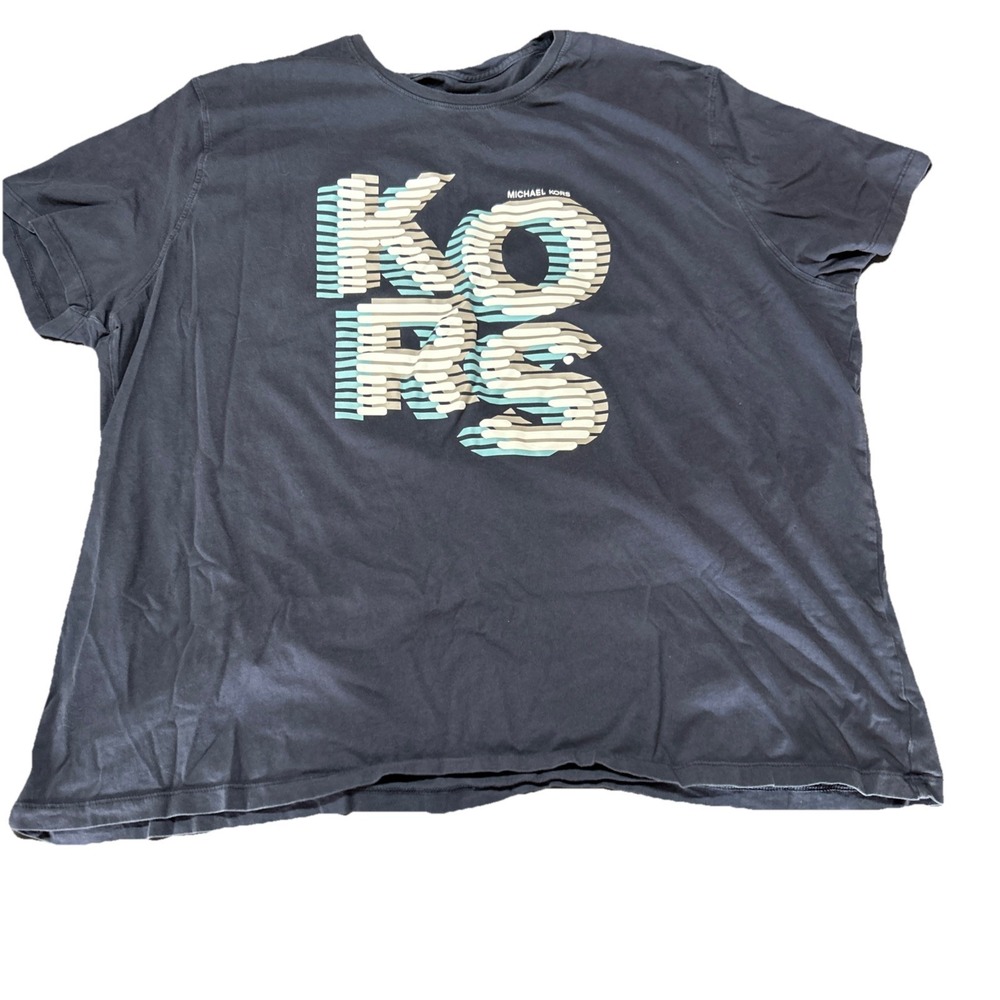 Men's Michael Kors Navy Blue Graphic Logo T-Shirt 4XL